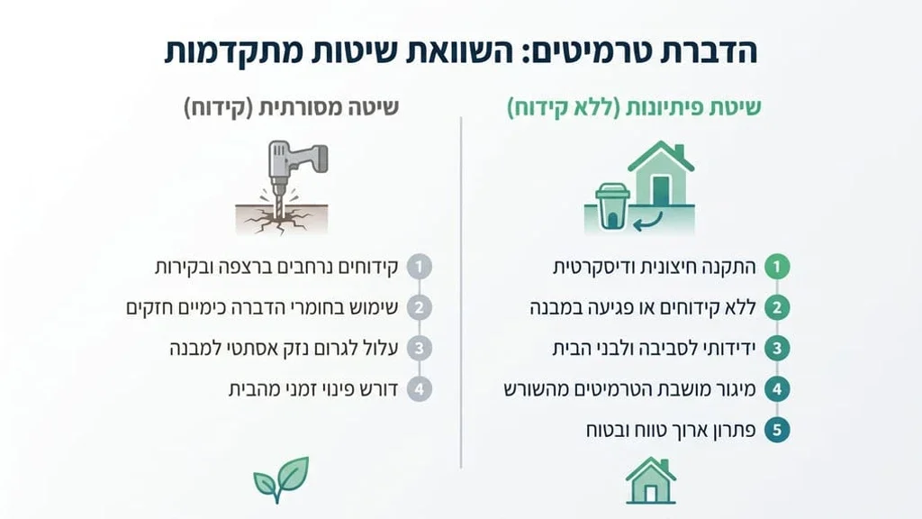 שיטות טיפול מתקדמות: הדברת טרמיטים ללא קידוח באמצעות מערכות פיתיונות התקנת מערכת פיתיונות להדברת טרמיטים ללא קידוח